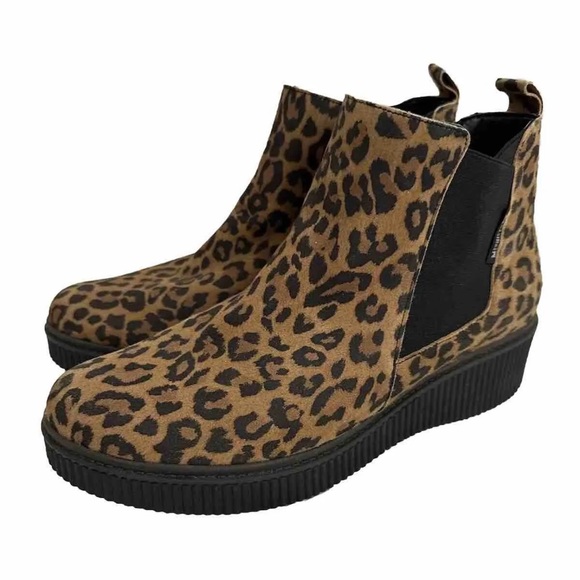 New! Mephisto Emie Brown Leopard Boots US 7 Shoes Animal Print Retail  $399 - Picture 1 of 8